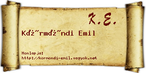 Körmöndi Emil névjegykártya